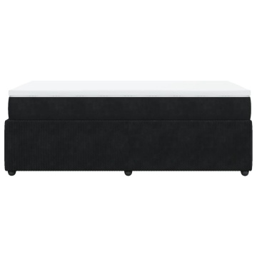 Pat box spring cu saltea, negru, 80x200 cm, catifea - Img 7