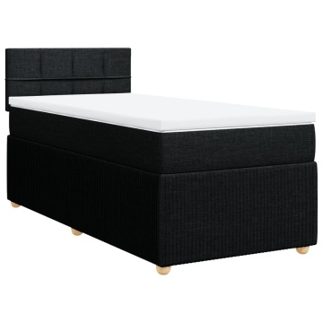 Pat box spring cu saltea, negru, 80x200 cm, textil - Img 2