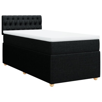 Pat box spring cu saltea, negru, 80x200 cm, textil - Img 3