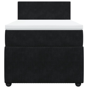Pat box spring cu saltea, negru, 90x190 cm, catifea - Img 5