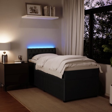 Pat box spring cu saltea, negru, 90x190 cm, catifea - Img 8