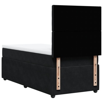 Pat box spring cu saltea, negru, 90x190 cm, catifea - Img 5