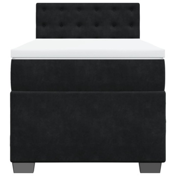 Pat box spring cu saltea, negru, 90x190 cm, catifea - Img 4