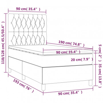 Pat box spring cu saltea, negru, 90x190 cm, textil - Img 5