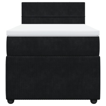 Pat box spring cu saltea, negru, 90x200 cm, catifea - Img 4