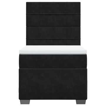 Pat box spring cu saltea, negru, 90x200 cm, catifea - Img 4