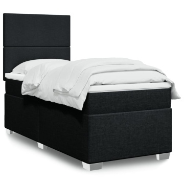 Pat box spring cu saltea, negru, 90x200 cm, textil - Img 1