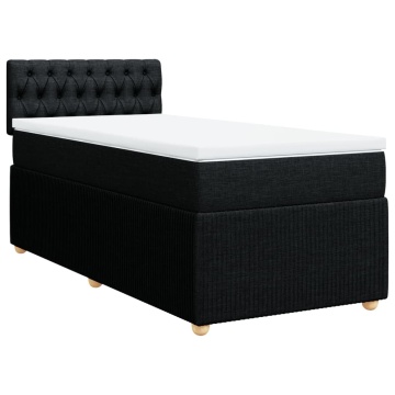 Pat box spring cu saltea, negru, 90x200 cm, textil - Img 2