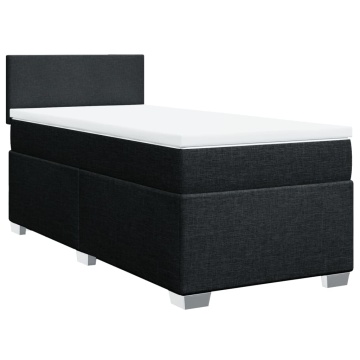 Pat box spring cu saltea, negru, 90x200 cm, textil - Img 3