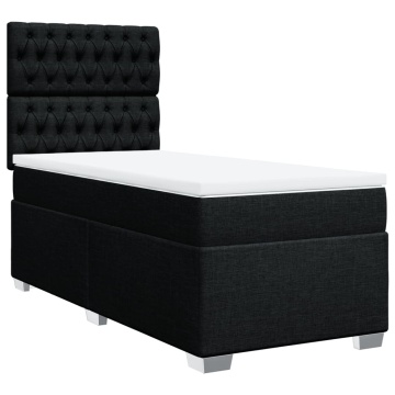 Pat box spring cu saltea, negru, 90x200 cm, textil - Img 2