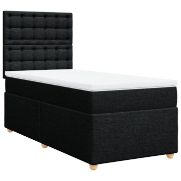 Pat box spring cu saltea, negru, 90x200 cm, textil - Img 3