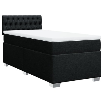 Pat box spring cu saltea, negru, 90x200 cm, textil - Img 2