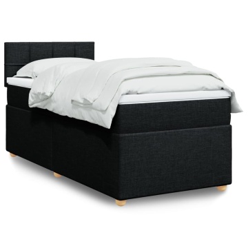 Pat box spring cu saltea, negru, 90x200 cm, textil - Img 1