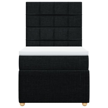Pat box spring cu saltea, negru, 90x200 cm, textil - Img 4