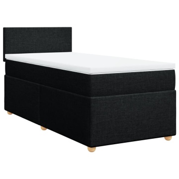 Pat box spring cu saltea, negru, 90x200 cm, textil - Img 3
