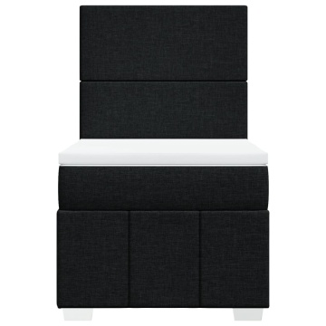 Pat box spring cu saltea, negru, 90x200 cm, textil - Img 4