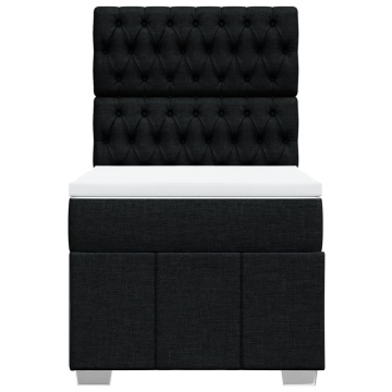 Pat box spring cu saltea, negru, 90x200 cm, textil - Img 4