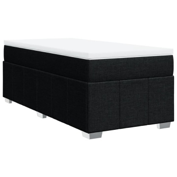 Pat box spring cu saltea, negru, 90x200 cm, textil - Img 2
