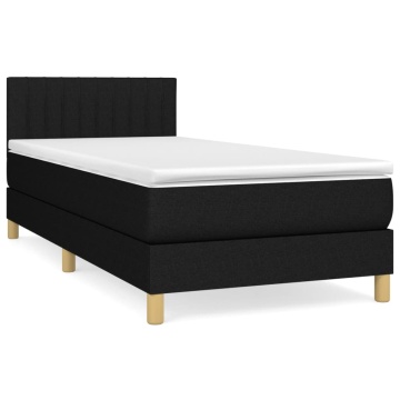 Pat box spring cu saltea, negru, 90x200 cm, textil - Img 2