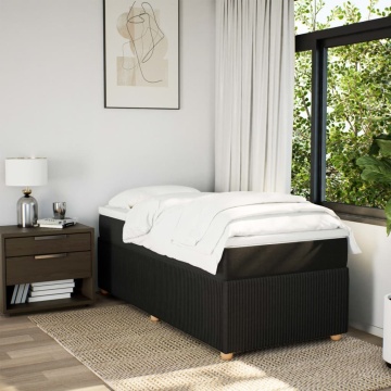 Pat box spring cu saltea, negru, 90x200 cm, textil - Img 3