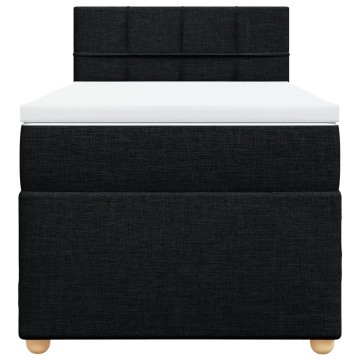 Pat box spring cu saltea, negru, 90x200 cm, textil - Img 5