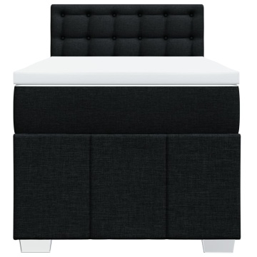 Pat box spring cu saltea, negru, 90x200 cm, textil - Img 5