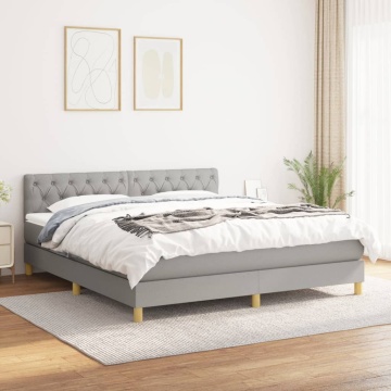 Pat continental cu saltea, gri deschis, 160x200 cm, textil - Img 1