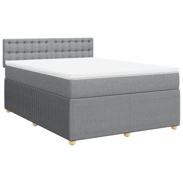 Pat continental cu saltea, gri deschis, 160x200 cm, textil - Img 2