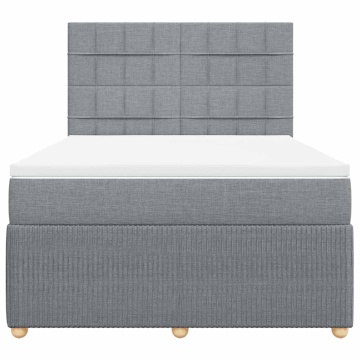 Pat continental cu saltea, gri deschis, 160x200 cm, textil - Img 4