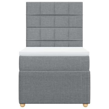 Pat continental cu saltea, gri deschis, 80x200 cm, textil - Img 5