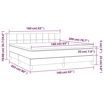 Pat continental cu saltea, gri închis, 160x200 cm, țesătură - Img 6
