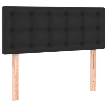 Pat continental cu saltea & LED, negru, 80x200 cm, piele eco - Img 6