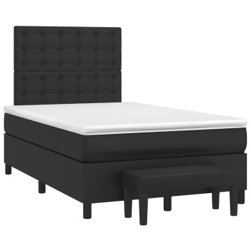 Pat continental cu saltea, negru, 120x200 cm, piele ecologică - Img 3