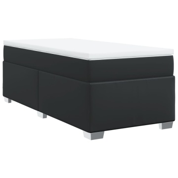 Pat continental cu saltea, negru, 80x200 cm, piele ecologică - Img 2