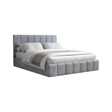Pat Cozy cu saltea, 160x200 cm, gri deschis, suport saltea din PAL - Img 2