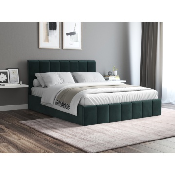 Pat Cozy cu saltea, 160x200 cm, verde, suport saltea din PAL - Img 1