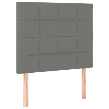 Pat cu arcuri, saltea și LED, gri închis, 100x200 cm, textil - Img 6