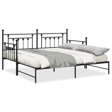 Pat daybed cu trundle negru, 90x200 cm, din oțel - Img 4