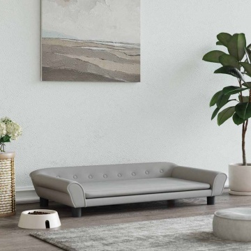 Pat de câini, gri deschis, 100x50x21 cm, catifea - Img 1