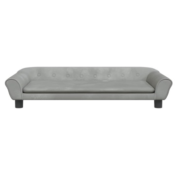Pat de câini, gri deschis, 100x50x21 cm, catifea - Img 3