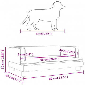 Pat de câini, gri deschis, 80x45x30 cm, catifea - Img 6