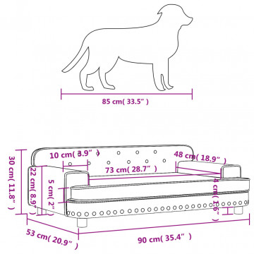Pat de câini, gri închis, 90x53x30 cm, catifea - Img 6