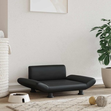 Pat de câini, negru, 70x45x28 cm, piele ecologică - Img 1