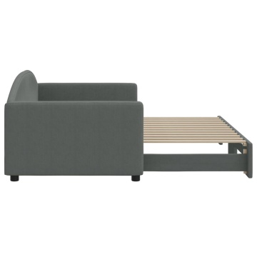 Pat de zi cu extensie, gri închis, 90x200 cm, textil - Img 4
