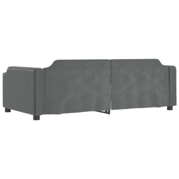Pat de zi cu extensie, gri închis, 90x200 cm, textil - Img 6