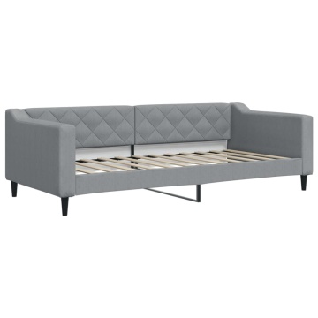 Pat de zi cu extensie și sertare, gri deschis, 90x200 cm textil - Img 4