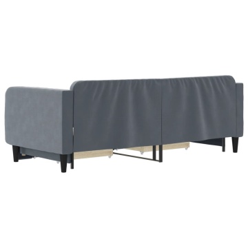 Pat de zi cu extensie și sertare gri închis 90x200 cm catifea - Img 8