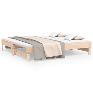 Pat de zi extensibil, 2x(75x190) cm, lemn masiv de pin - Img 2