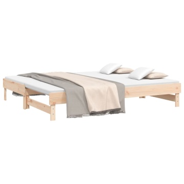 Pat de zi extensibil, 2x(90x200) cm, lemn masiv de pin - Img 3