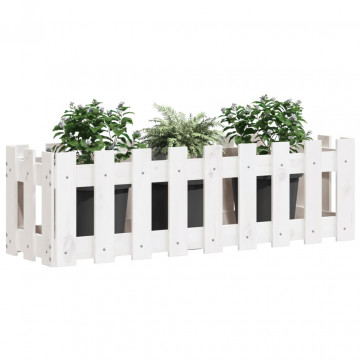 Pat înălțat grădină design gard alb 100x30x30cm lemn pin tratat - Img 3